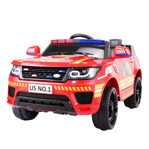 TOBBI-TOYS 12V Electric Kids Ride on Police Toy Car with Remote Control, Real Megaphone, Siren,Bluetooth, Red
