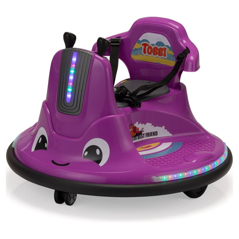 TOBBI TOYS 12V Kids Bumper Car W Remote Control LED Lights 360 Spin Music for 3 8 Year Old Child
