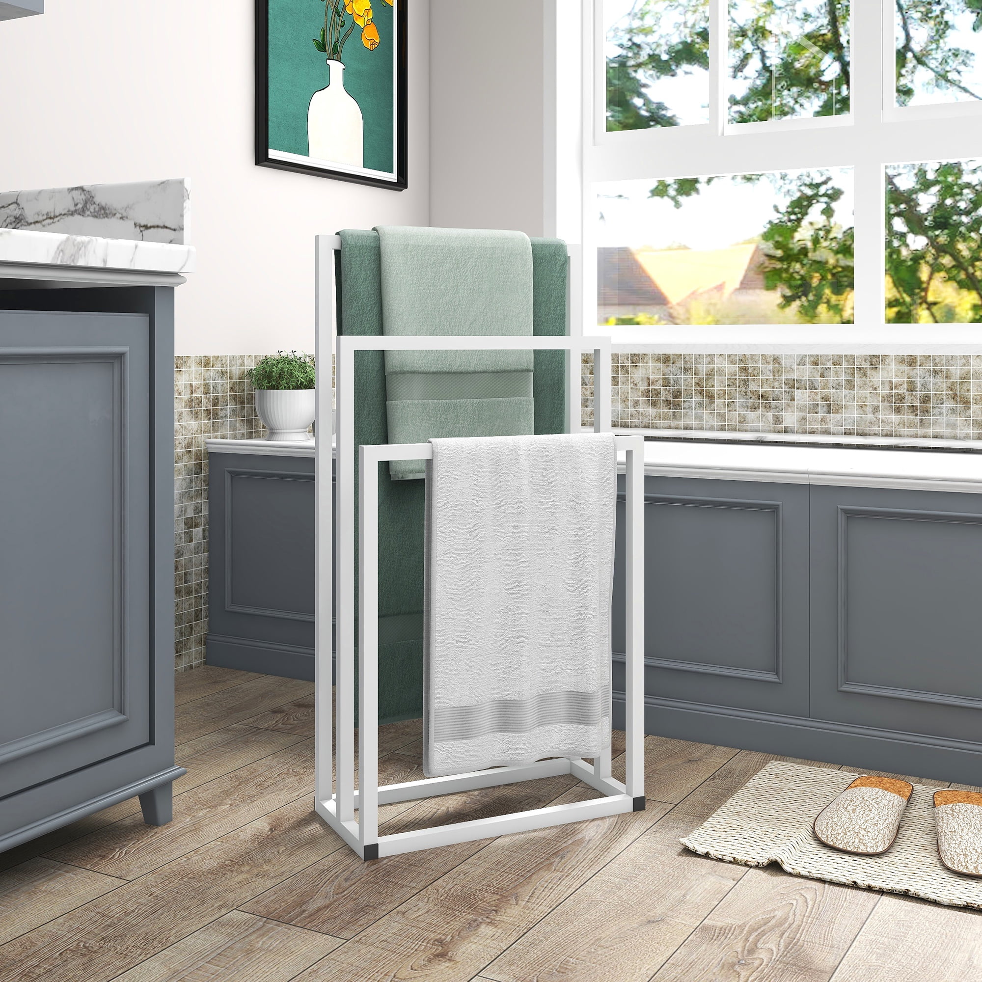 TOBILI Metal Freestanding Towel Rack 3 Tiers Hand Towel Holder ...