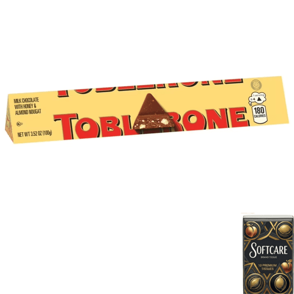 TOBLERONE Milk Chocolate Bar with Honey and Almond Nougat, 3.52 oz Bar
