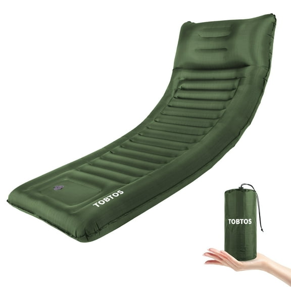 TOBTOS 6" Extra-Thick Camping Sleeping Pad with Pillow, Inflatable Air Mattress for Backpacking, Hiking, Tent(Green)