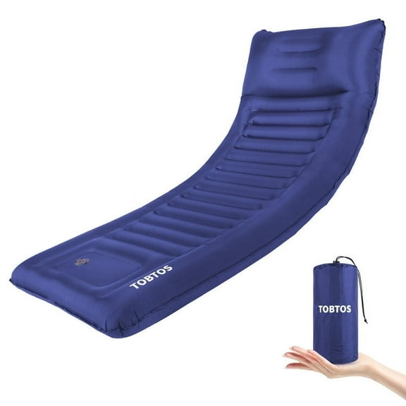 TOBTOS 6" Extra-Thick Camping Sleeping Pad with Pillow, Inflatable Air Mattress for Backpacking, Hiking, Tent (Blue)