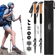 TOBTOS 7075 Aluminum Trekking Poles 2-Pack, Lightweight Adjustable Hiking Sticks with Cork & EVA Grip