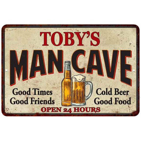 TOBY'S Man Cave Gift Metal Sign Wall Decor Gift 12x18 112180011486