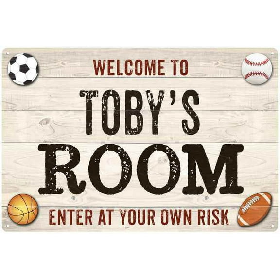 TOBY'S Room Kids Bedroom Sign Boy's Gift 8x12 Metal 108120090480
