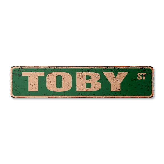 TOBY Vintage Plastic Street Sign Childrens Name Room Sign | Indoor/Outdoor |  18" Wide
