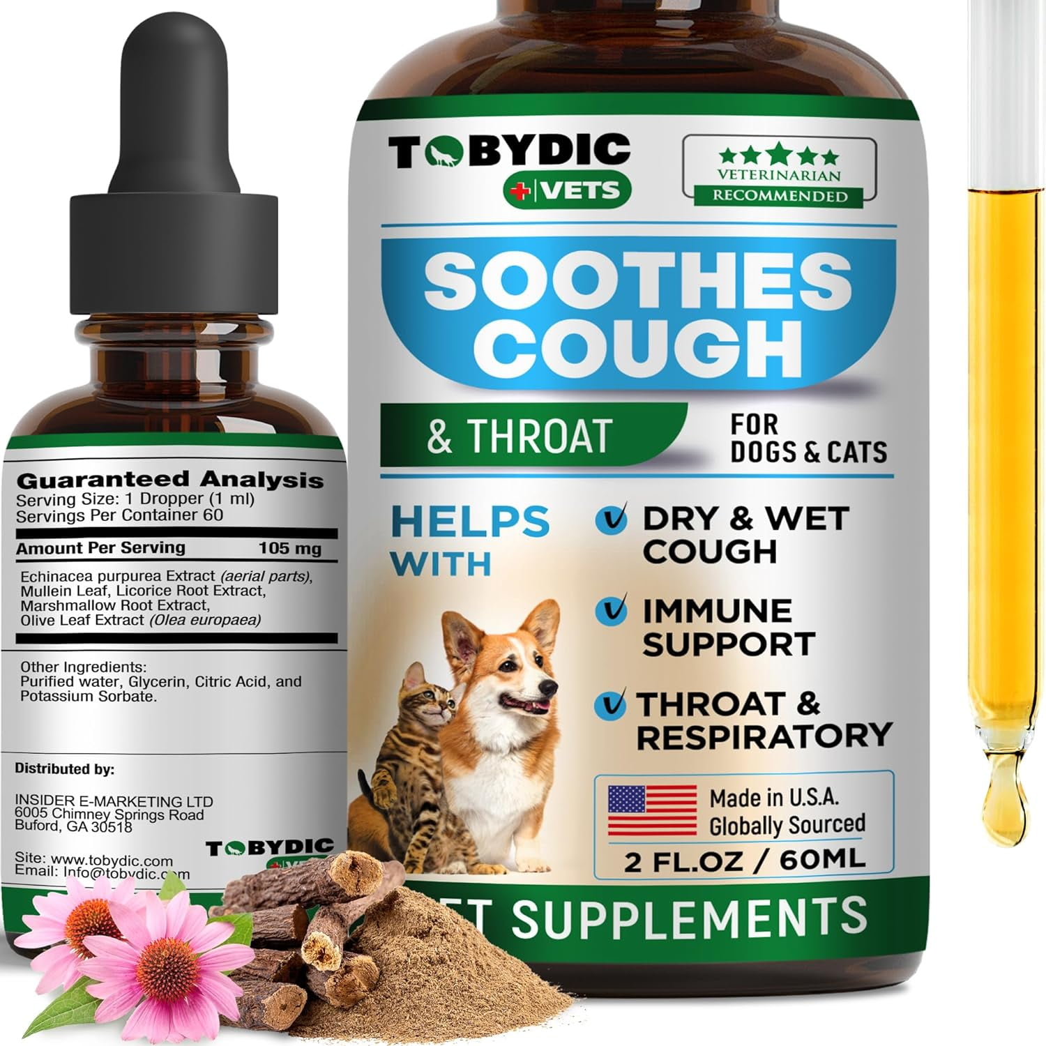 TOBYDIC Natural Dog Cough Medicine & Antibiotic for Cats Respiratory