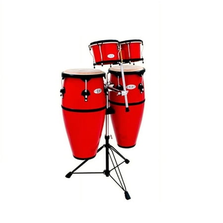 TOCA SYNERGY FIBERGLASS CONGA SET w/ BONGOS & STAND - RED