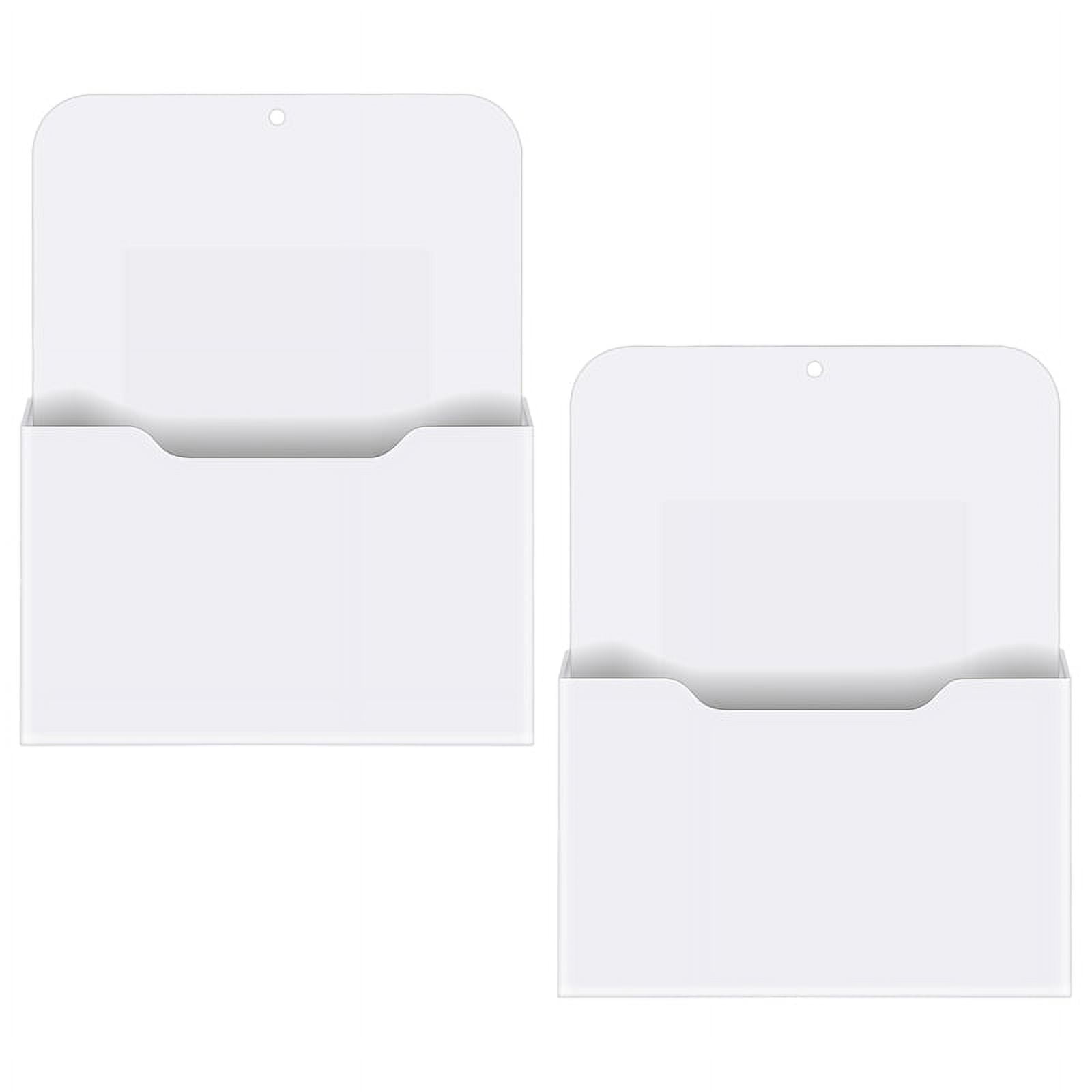 TOCHCA Hanging Wall Durable Sturdy PP Plastic Magnetic File Holder Organize Case, White, 2 Pack