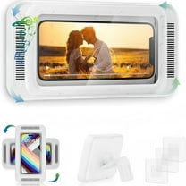 TOCHIO Shower Phone Holder Waterproof with Speaker Hole  Shower Phone Stand Case Mount for Bathroom Bathtub Kitchen Wall Mirror for iPhone16 15 14 13 12 11 Pro XS XR Max (White)