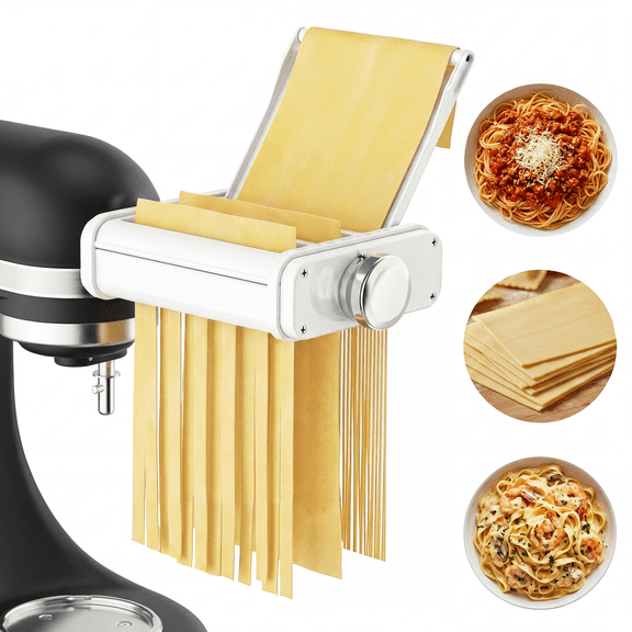 TOCOKEID 3 in 1 Pasta Maker Attachment for KitchenAid, 8-Thickness Settings with Anti-Jam Guide Plate