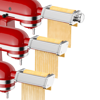 TOCOKEID 3Pcs Stainless Steel Pasta Attachment for KitchenAid Stand Mixer Included Dough Sheet Roller, Spaghetti Cutter and Fettuccine Cutter Maker