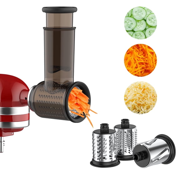 TOCOKEID Cheese Slicer Shredder Attachment for KitchenAid Stand Mixer, Vegetable Salad Maker Accessories with 3 Blades,Black