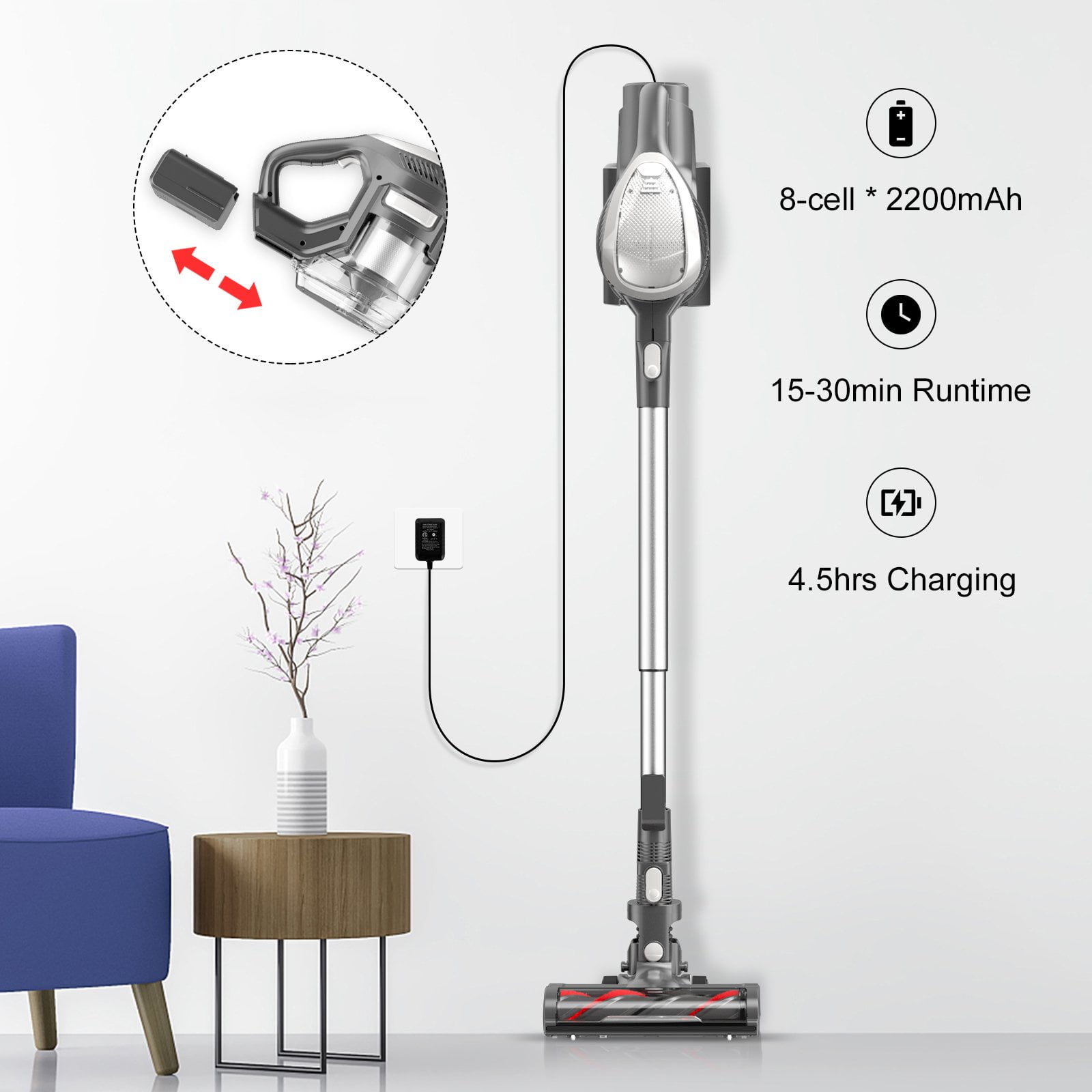 Aspirateur Balai Sans Fil, Aspirateur Tapis Et Sol, Aspirateur De