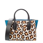 TOD s Logo Haircalf & Suede Tote, Brown