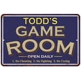 thumbnail image 1 of TODD'S Blue Game Room Sign Metal 8 x 12 High Gloss Metal 208120002449, 1 of 1