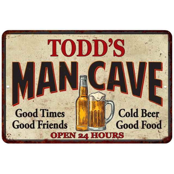TODD'S Man Cave Gift Metal Sign Wall Decor Gift 12x18 112180011091