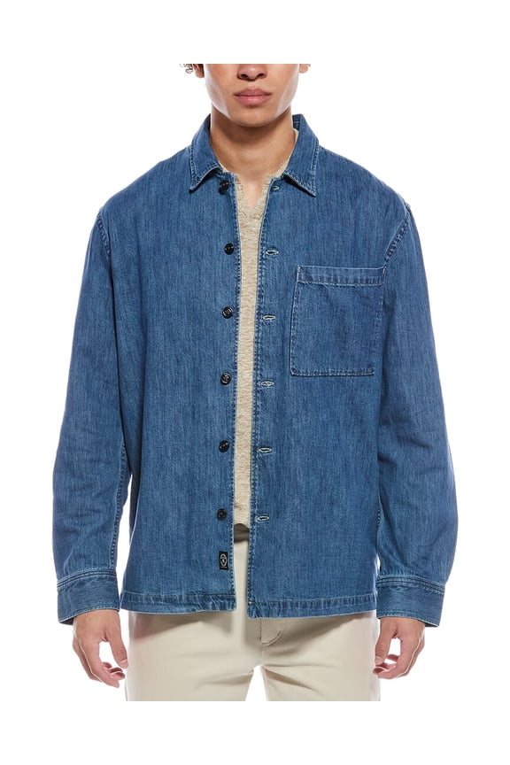 mens Denim Dad Relaxed Overshirt, xs, Blue