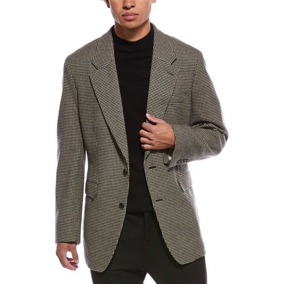 TODD SNYDER mens Flannel Houndstooth Wool Jacket, 40R, Tan