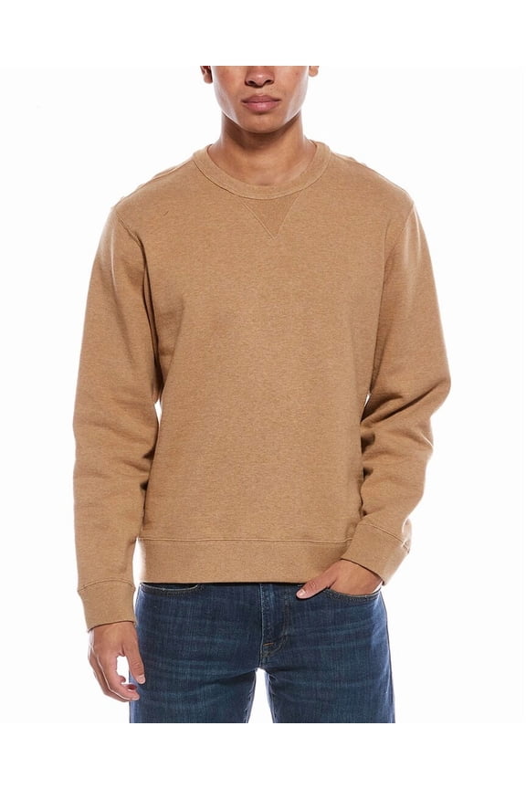 mens Fleece Crewneck Sweatshirt, xs, Brown