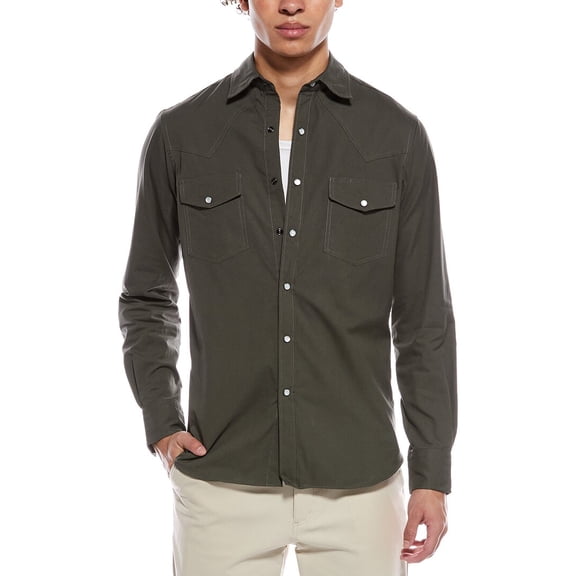 TODD SNYDER mens Hamilton + Twill Dress Western Shirt, 15, Green