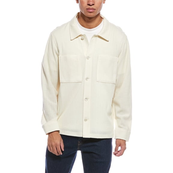 TODD SNYDER mens Herringbone Knit Wool-Blend Shirt, m, White