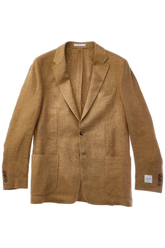 mens Herringbone Sport Coat, 42L, Brown