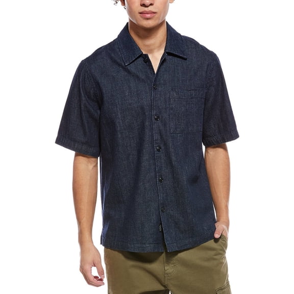 TODD SNYDER mens Oversized Denim Camp Collar, s, Blue