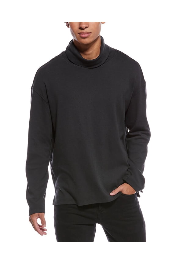 mens Oversized Jersey Turtleneck Sweatshirt, m, Gray