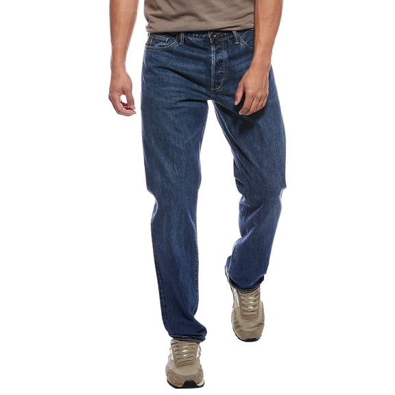 TODD SNYDER mens Straight Fit Selvedge Mid Indigo Jean, 30/32, Blue