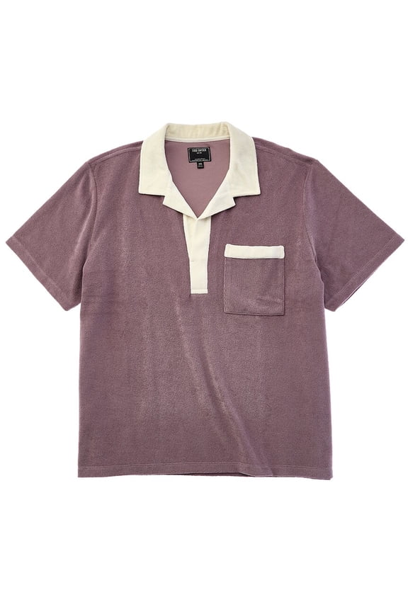 mens Terry Cloth Pocket Polo Shirt, XXL, Purple