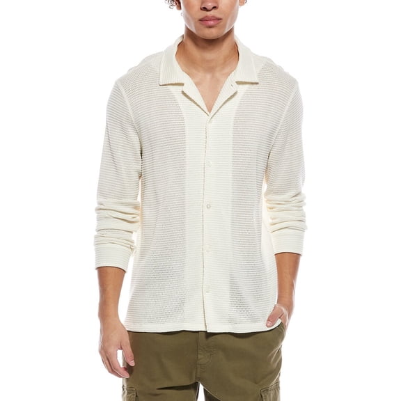 TODD SNYDER mens Textured Knit Shirt, XL, Beige