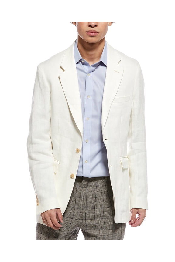 mens Twill Linen Sutton Jacket, 42R, White