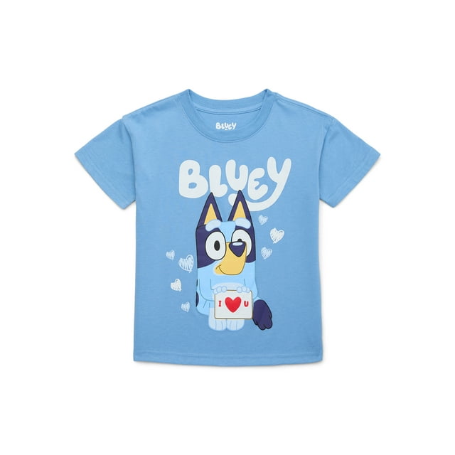Bluey Toddler Girls Valentine’s Day Graphic Tee, Sizes 12M5T