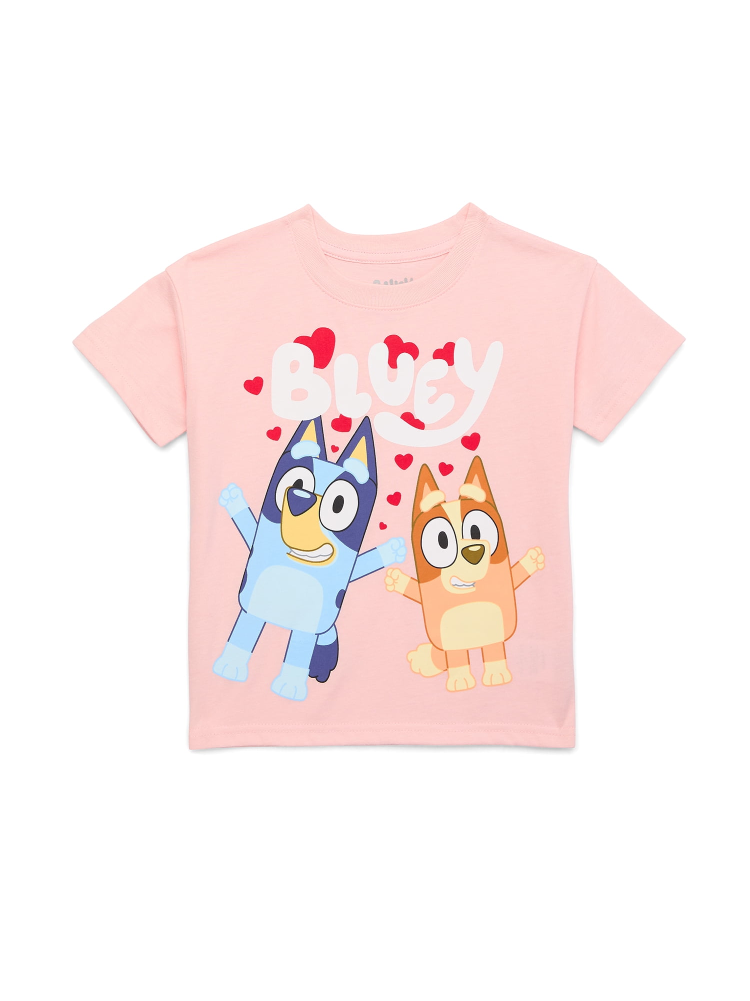 Bluey Toddler Valentine's Day Graphic Tee with Short Sleeves, Sizes 12M-5T