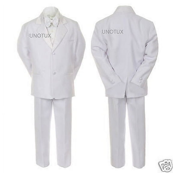 TODDLER & BOY WEDDING 1ST COMMUNION BAPTISM FORMAL TUXEDO SUIT WHITE  Small -20