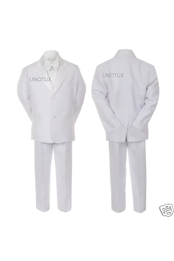 TODDLER & BOY WEDDING 1ST COMMUNION BAPTISM FORMAL TUXEDO SUIT WHITE  Small -20