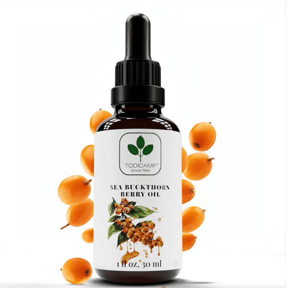 TODICAMP Sea Buckthorn Oil - 1 fl oz Cold-Pressed Sea Buckthorn Berry Oil - Seabuckthorn for Face, Hair, Body & Supplement