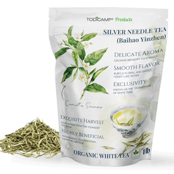 TODICAMP White Tea Silver Needle Tea - 1 lb of Premium Silver Needle White Tea
