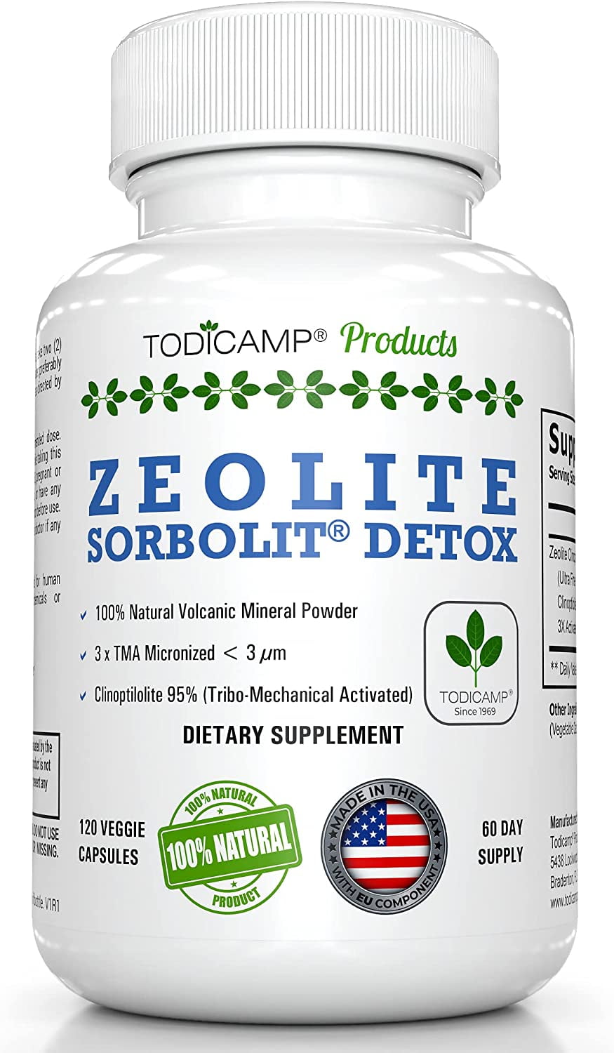 TODICAMP Zeolite Detox Cleanse 120 Zeolite Capsules for Fast Full Body
