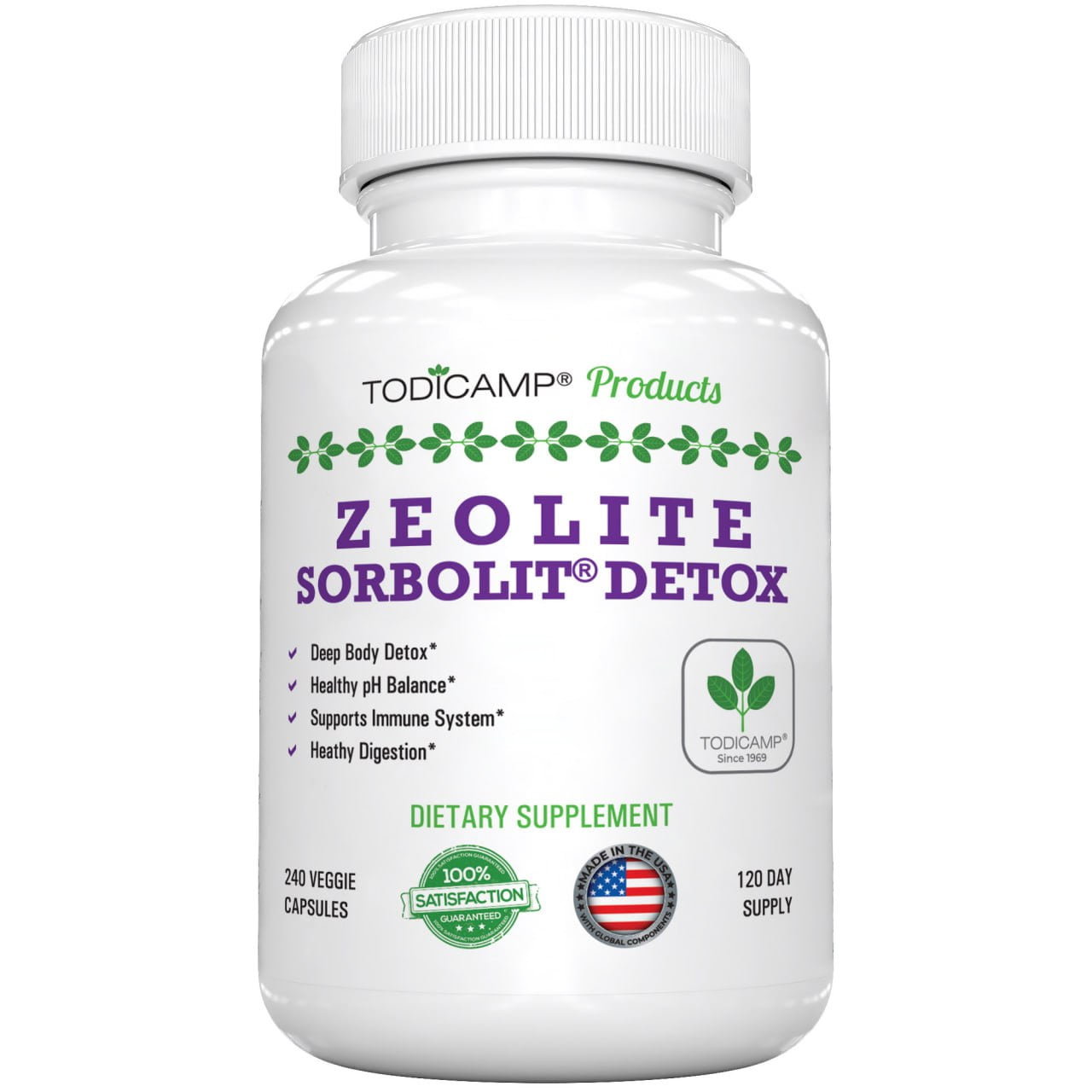 TODICAMP Zeolite Detox Cleanse 240 Zeolite Capsules for Fast Full Body Detox, Liver Detox