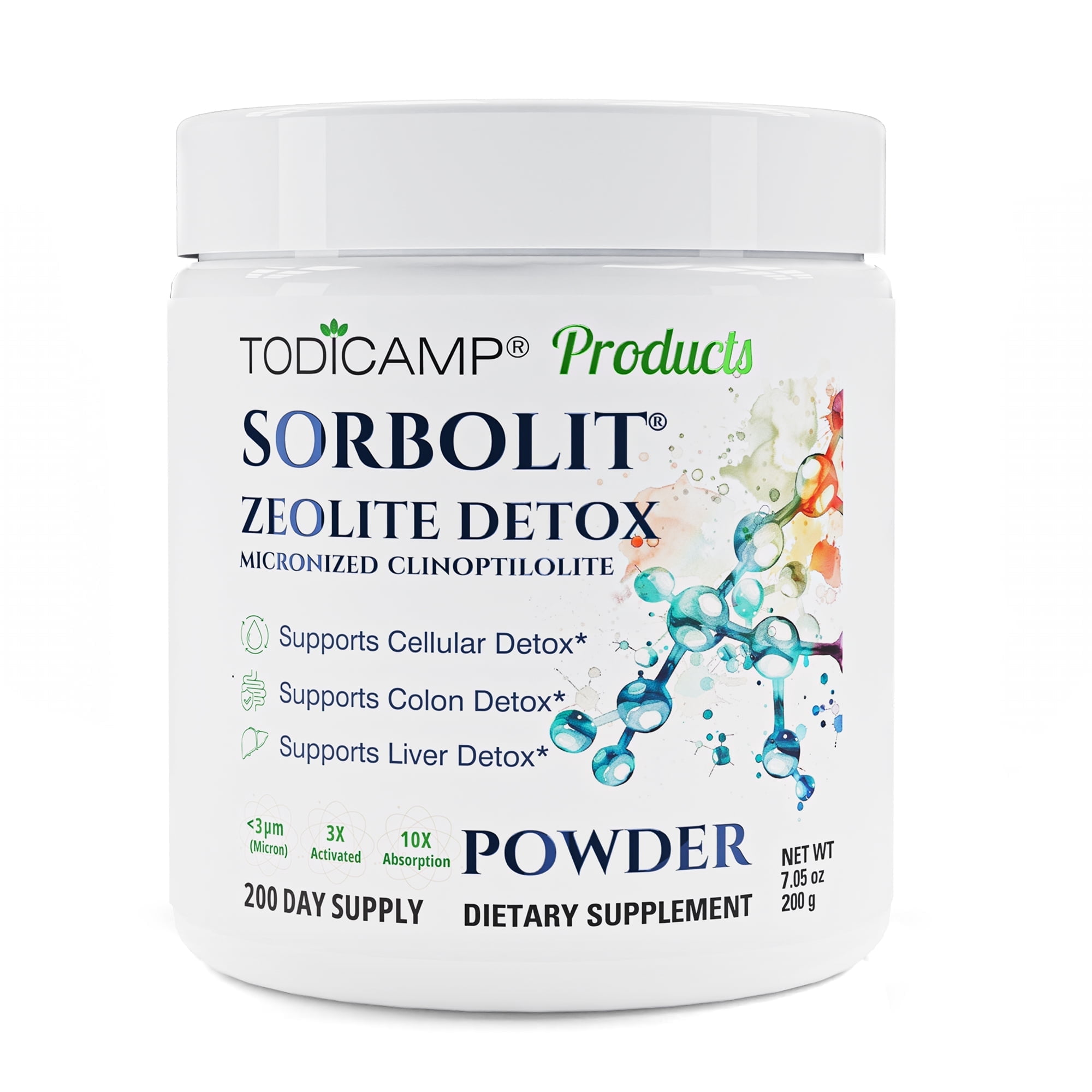 TODICAMP Zeolite Detox Cleanse 7.05 oz Zeolite Powder for Fast Full Body Detox, Liver Detox & Debloat
