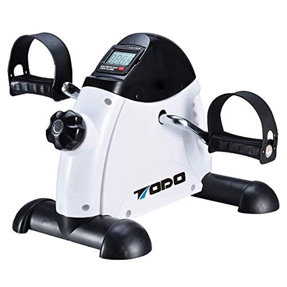 Open Box TODO Exercise Bike Pedal Exerciser Foot Peddler Portable Therapy Bicycle with Digital Monitor (WHITE)
