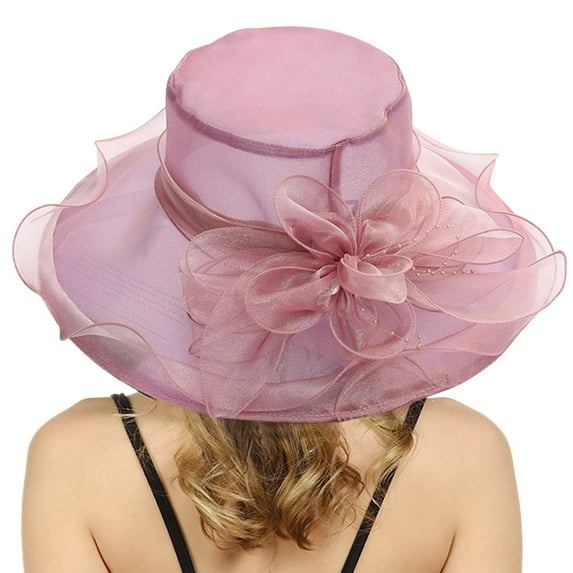 TODOZO 2025 Derby Hats for Women Ladies, Classy Organza Church Tea Party Wedding Kentucky Fascinator Hat Uv Protection Sun Hats Summer Dress Hat Wide Flower Bridal Shower Hat Sun Hats Beach Hat