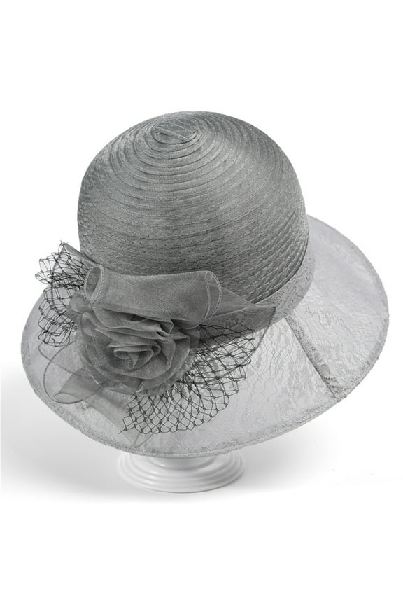2025 Derby Hats for Women Ladies, Classy Organza Church Tea Party Wedding Kentucky Fascinator Hat Uv Protection Sun Hats Womens Holiday Hat Sun Summer Sun Beach Visor Hat Grey One Size