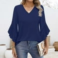 thumbnail image 1 of TODOZO 3/4 Length Sleeve Womens Tops Ruffle Sleeve Casual Flowy Tunic Tops Womens Summer Tops Blouses for Women Casual 3/4 Length Sleeve Womens Tops V Neck Tshirts Shirts with Flared Sleeve, 1 of 5