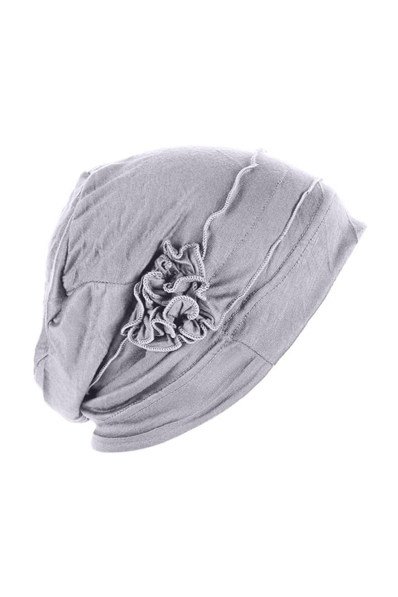 African Turban Hats for Women Cancer Chemo Head Knot Headwraps Pre-Tied Twisted Head Beanie Cover Women Splicing Model Hat Beading Hat Muslim Ruffle Cancer Chemo Hat Wrap Cap Grey S