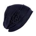 thumbnail image 1 of TODOZO African Turban Hats for Women Cancer Chemo Head Knot Headwraps Pre-Tied Twisted Head Beanie Cover Women Splicing Model Hat Beading Hat Muslim Ruffle Cancer Chemo Hat Wrap Cap Navy S, 1 of 5