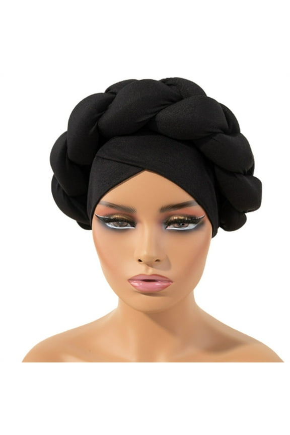 African Turban Head Wrap for Black Women Braid Beanie Stretchy Elastic Turban Hair Wrap Pre-Tied Twisted Hat Chemo Cancer Cap Braid Hair Cover Turban Hat African Turbans for Headwraps for Blac