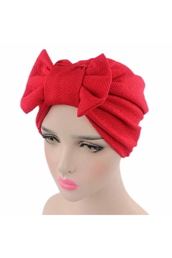 African Turban Head Wraps for Women - Pre Tied Soft Long Headscarf Shawl Hair Chemo Headwear Grate for Daily Use Head Hat Bow Cap Women Wrap Caps Watermelon Red One Size